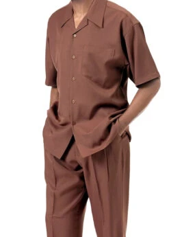 Men's 2 Piece Walking Suit Summer Short Sleeves In Cinnamon