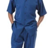Men's 2 Piece Walking Suit Summer Short Sleeves In Sapphire