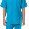 Men's 2 Piece Walking Suit Summer Short Sleeves In Teal