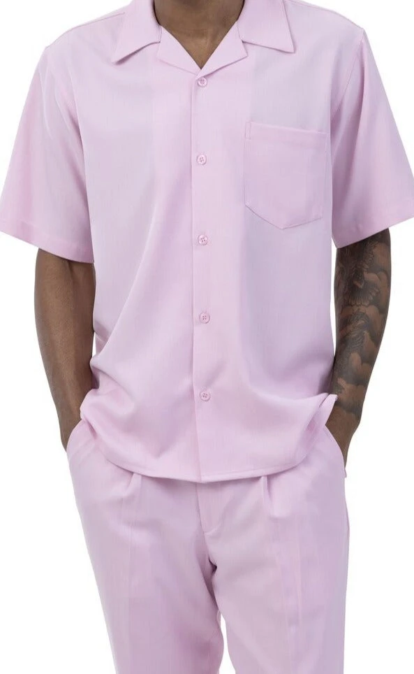 Men's 2 Piece Walking Suit Summer Short Sleeves In Pink 1 Men's 2 Piece Walking Suit Summer Short Sleeves In Pink