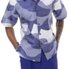 Purple Abstract Design Walking Suit 2 Piece Short Sleeve Set