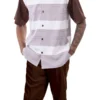 Brown Horizontal Stripes 2 Piece Walking Suit Set With Shorts