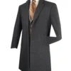 Wool & Cashmere Regular Fit Top Coat 38" Long In Charcoal