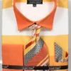 French Cuff Shirt In Yellow With Tie, Cuff Links, And Handkerchief