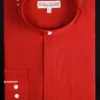 Basic Banded Collar Dress Shirt In Red