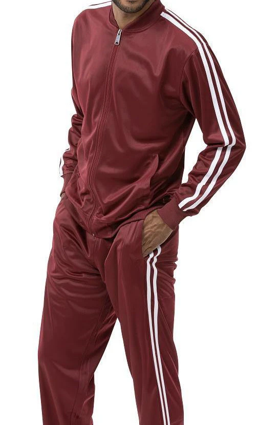 Men's Casual Jogging Set 2 Piece In Burgundy 1 Men's Casual Jogging Set 2 Piece In Burgundy