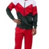 Men's Track Suit Chevron Design In Red & Hunter Green