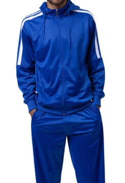 Men's Track Suit With Detachable Hood In Royal Blue