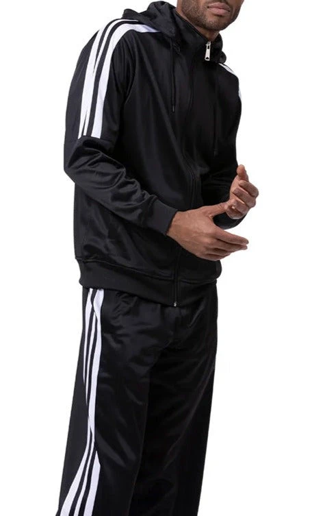 Men's Track Suit With Detachable Hood In Black 1 Men's Track Suit With Detachable Hood In Black