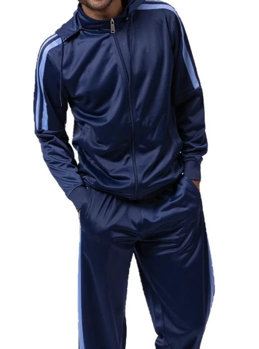 Men's Track Suit With Detachable Hood In Navy 1 Men's Track Suit With Detachable Hood In Navy