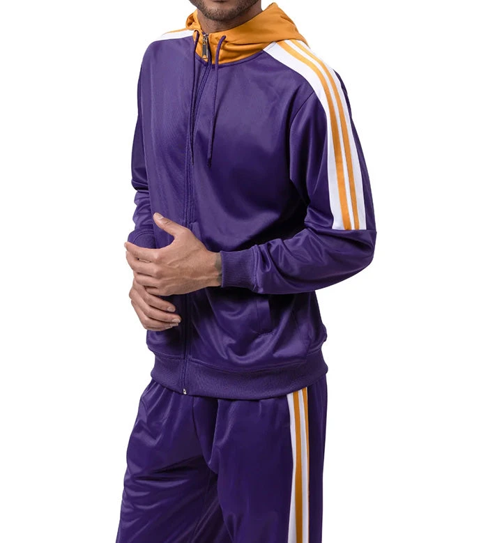 Men's Track Suit With Hood In Purple 1 Men's Track Suit With Hood In Purple