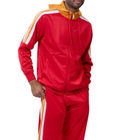Men's Track Suit With Hood In Red