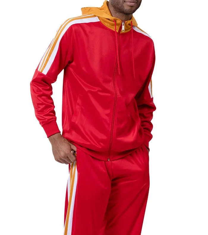 Men's Track Suit With Hood In Red 1 Men's Track Suit With Hood In Red