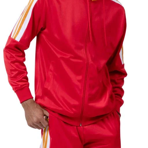 Men's Track Suit With Hood In Red 2 Men's Track Suit With Hood In Red - Image 2