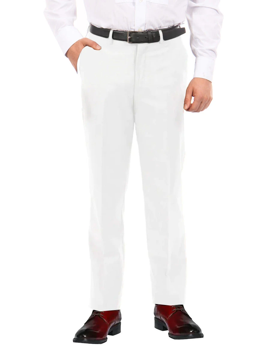White Dress Pants Regular Leg Flat Front Pants Pre-Hemmed 1 White Dress Pants Regular Leg Flat Front Pants Pre-Hemmed