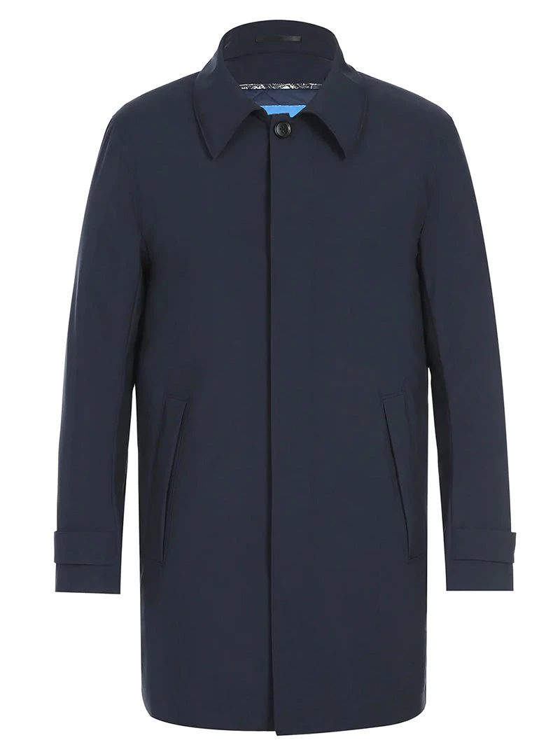 PELAGO Standard Collar Functional Trench Coat With Removable Quilted Liner In Navy 1 PELAGO Standard Collar Functional Trench Coat With Removable Quilted Liner In Navy