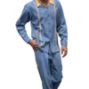 Blue Denim Feel 2 Piece Long Sleeve Walking Suit
