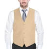 Vanderbilt Collection- Classic Dress Vest 5 Buttons Regular Fit In Beige
