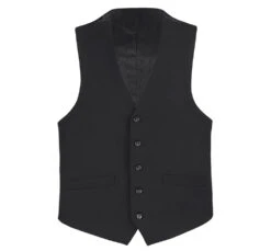 Black Slim Fit Vest Single Breasted 5 Button Design