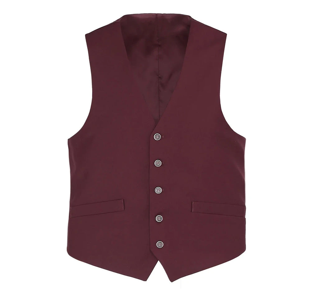 Burgundy Slim Fit Vest Single Breasted 5 Button Design 1 Burgundy Slim Fit Vest Single Breasted 5 Button Design