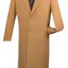 Milan Collection - Wool And Cashmere Regular Fit Dress Top Coat 48" Long In Camel