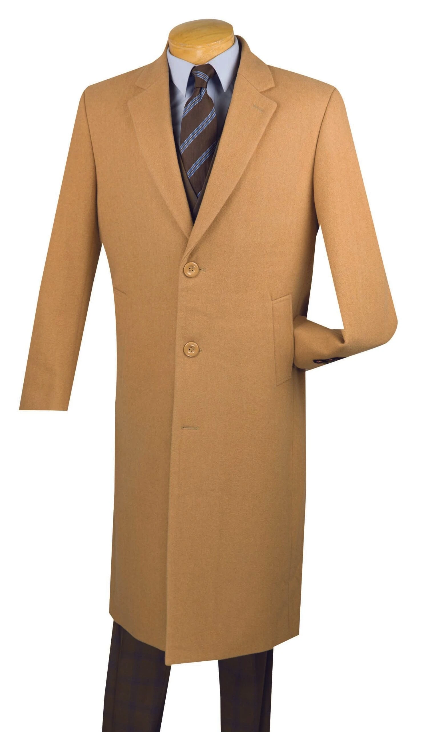 Milan Collection - Wool And Cashmere Regular Fit Dress Top Coat 48" Long In Camel 1 Milan Collection - Wool And Cashmere Regular Fit Dress Top Coat 48" Long In Camel