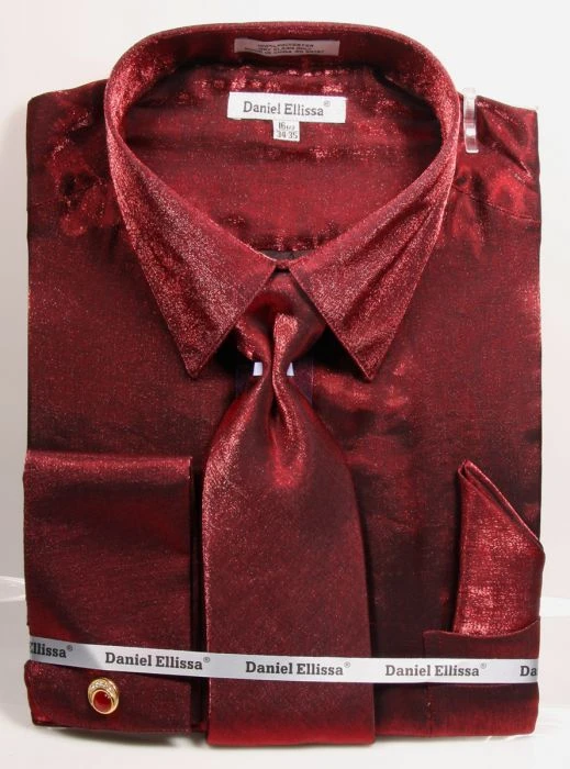 Burgundy Metallic Velvet Dress Shirt Set French Cuff 1 Burgundy Metallic Velvet Dress Shirt Set French Cuff