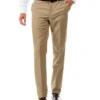 Khaki Dress Pants Regular Leg Flat Front Pre-Hemmed