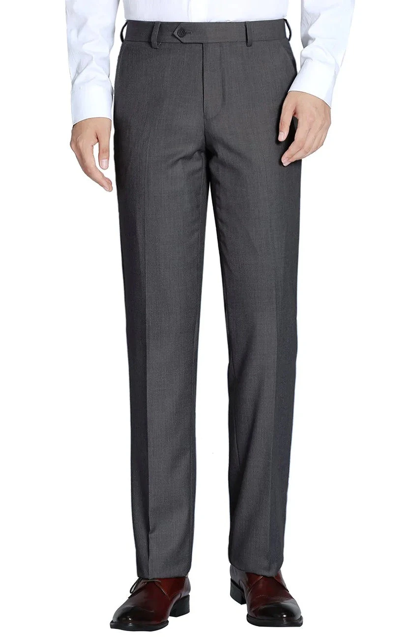 Charcoal Slim Fit Dress Pants Flat Front Pre-hemmed 1 Charcoal Slim Fit Dress Pants Flat Front Pre-hemmed