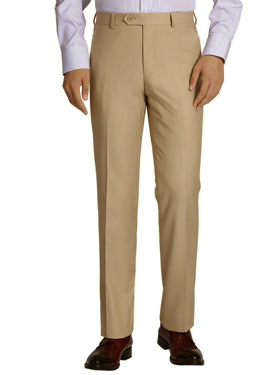 Beige Slim Fit Dress Pants Flat Front Pre-hemmed 1 Beige Slim Fit Dress Pants Flat Front Pre-hemmed