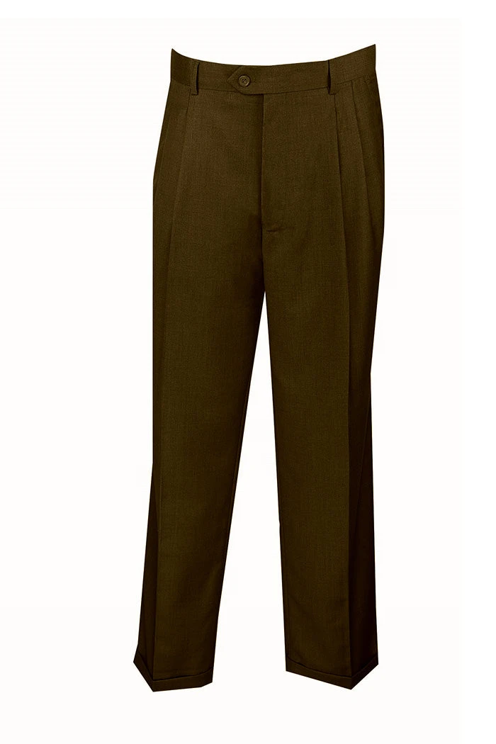 Brown Dress Pants Regular Leg Pleated Pre-hemmed With Cuffs 1 Brown Dress Pants Regular Leg Pleated Pre-hemmed With Cuffs