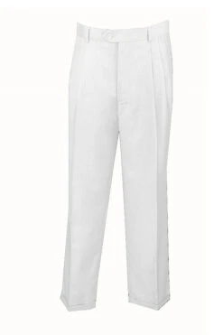 White Dress Pants Regular Leg Pleated Pre-hemmed With Cuffs
