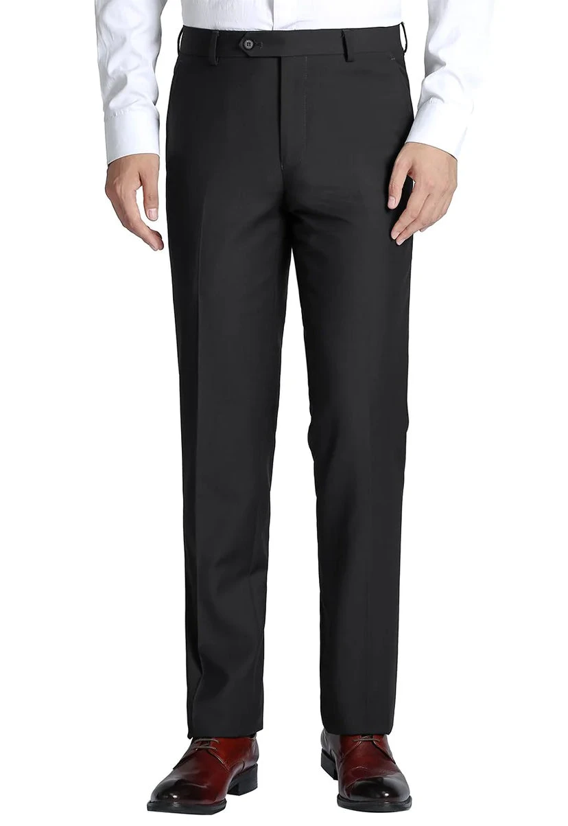 Black Slim Fit Dress Pants Flat Front Pre-hemmed 1 Black Slim Fit Dress Pants Flat Front Pre-hemmed